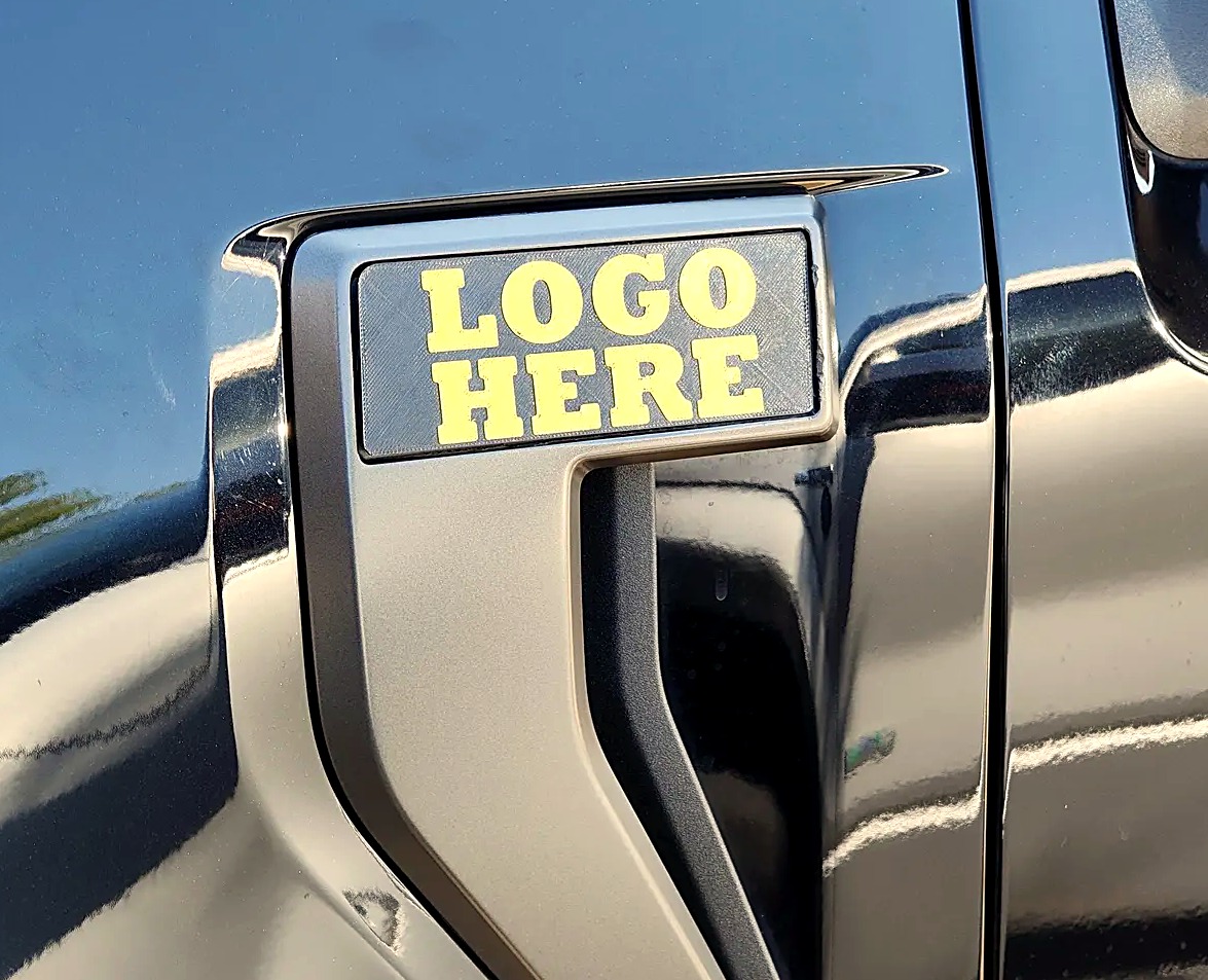 Custom 3D printed Ford F150 badge with a customizable logo panel